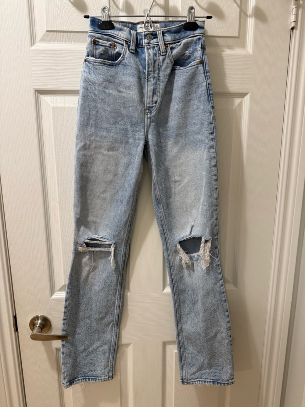 Abercrombie & Fitch Light Blue High-Rise Distressed Jeans